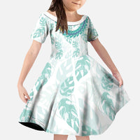 Jade Vine Lei Hawaii Family Matching Off The Shoulder Long Sleeve Dress and Hawaiian Shirt Aloha Seamless Tropical Leaves - Polynesian Pride