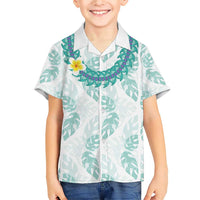 Jade Vine Lei Hawaii Family Matching Short Sleeve Bodycon Dress and Hawaiian Shirt Aloha Seamless Tropical Leaves - Polynesian Pride