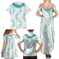 Jade Vine Lei Hawaii Family Matching Summer Maxi Dress and Hawaiian Shirt Aloha Seamless Tropical Leaves - Polynesian Pride