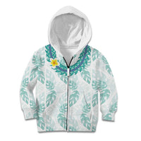 Jade Vine Lei Hawaii Kid Hoodie Aloha Seamless Tropical Leaves LT14 Zip Hoodie White - Polynesian Pride