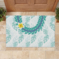 Jade Vine Lei Hawaii Rubber Doormat Aloha Seamless Tropical Leaves LT14 White - Polynesian Pride