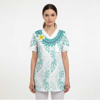 Jade Vine Lei Hawaii Scrub Top Aloha Seamless Tropical Leaves - Polynesian Pride