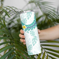 Jade Vine Lei Hawaii Skinny Tumbler Aloha Seamless Tropical Leaves - Polynesian Pride