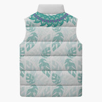 Jade Vine Lei Hawaii Sleeveless Puffer Jacket Aloha Seamless Tropical Leaves LT14 - Polynesian Pride