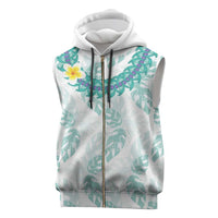 Jade Vine Lei Hawaii Sleeveless Zip Hoodie Aloha Seamless Tropical Leaves LT14 White - Polynesian Pride