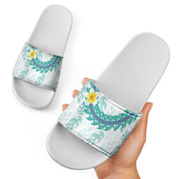 Jade Vine Lei Hawaii Slide Sandals Aloha Seamless Tropical Leaves - Polynesian Pride