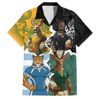 Personalised Rugby 2025 Championship Family Matching Long Sleeve Bodycon Dress and Hawaiian Shirt Southern Hemisphere Countries Mascots - Polynesian Pride