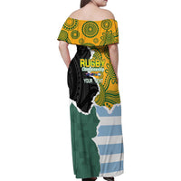Personalised Rugby 2025 Championship Family Matching Off Shoulder Maxi Dress and Hawaiian Shirt Southern Hemisphere Countries Mascots - Polynesian Pride