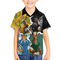 Personalised Rugby 2025 Championship Family Matching Off Shoulder Maxi Dress and Hawaiian Shirt Southern Hemisphere Countries Mascots - Polynesian Pride