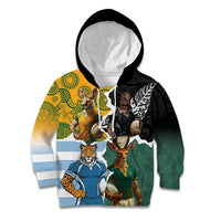 Personalised Rugby 2025 Championship Kid Hoodie Southern Hemisphere Countries Mascots LT14 Hoodie Black - Polynesian Pride
