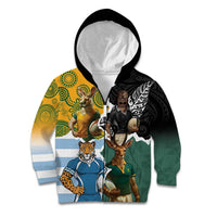 Personalised Rugby 2025 Championship Kid Hoodie Southern Hemisphere Countries Mascots LT14 Zip Hoodie Black - Polynesian Pride