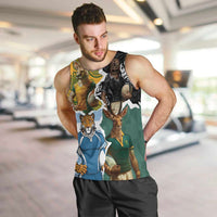 Personalised Rugby 2025 Championship Men Tank Top Southern Hemisphere Countries Mascots LT14 Black - Polynesian Pride