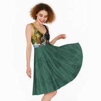 Personalised Rugby 2025 Championship Midi Dress Southern Hemisphere Countries Mascots - Polynesian Pride