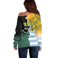 Personalised Rugby 2025 Championship Off Shoulder Sweater Southern Hemisphere Countries Mascots - Polynesian Pride