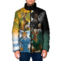Personalised Rugby 2025 Championship Padded Jacket Southern Hemisphere Countries Mascots LT14 Men Black - Polynesian Pride