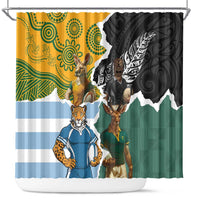Rugby 2025 Championship Shower Curtain Southern Hemisphere Countries Mascots - Polynesian Pride