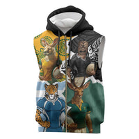 Personalised Rugby 2025 Championship Sleeveless Zip Hoodie Southern Hemisphere Countries Mascots LT14 Black - Polynesian Pride