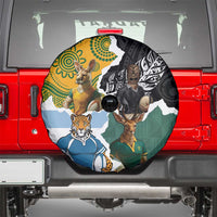Rugby 2025 Championship Spare Tire Cover Southern Hemisphere Countries Mascots - Polynesian Pride