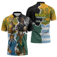 Personalised Rugby 2025 Championship Zipper Polo Shirt Southern Hemisphere Countries Mascots LT14 - Polynesian Pride