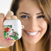 Aloha Hawaii Nene Goose AirPods Case Tropical Flowers Watercolor Stylized LT14 White - Polynesian Pride
