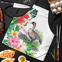 Aloha Hawaii Nene Goose Apron Tropical Flowers Watercolor Stylized LT14 White - Polynesian Pride