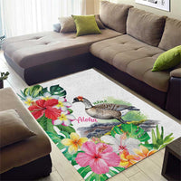 Aloha Hawaii Nene Goose Area Rug Tropical Flowers Watercolor Stylized LT14 - Polynesian Pride