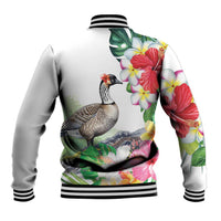 Aloha Hawaii Nene Goose Baseball Jacket Tropical Flowers Watercolor Stylized LT14 - Polynesian Pride