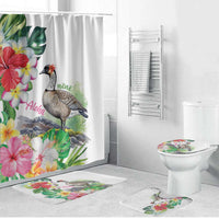 Aloha Hawaii Nene Goose Bathroom Set Tropical Flowers Watercolor Stylized - Polynesian Pride