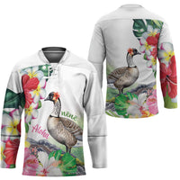Aloha Hawaii Nene Goose Hockey Jersey Tropical Flowers Watercolor Stylized LT14 - Polynesian Pride