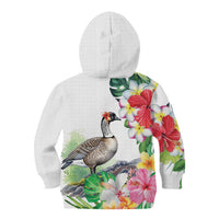 Aloha Hawaii Nene Goose Kid Hoodie Tropical Flowers Watercolor Stylized LT14 - Polynesian Pride