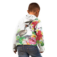 Aloha Hawaii Nene Goose Kid Hoodie Tropical Flowers Watercolor Stylized LT14 - Polynesian Pride