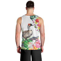 Aloha Hawaii Nene Goose Men Tank Top Tropical Flowers Watercolor Stylized LT14 - Polynesian Pride