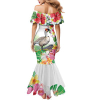 Aloha Hawaii Nene Goose Mermaid Dress Tropical Flowers Watercolor Stylized - Polynesian Pride
