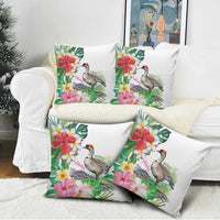 Aloha Hawaii Nene Goose Pillow Cover Tropical Flowers Watercolor Stylized - Polynesian Pride