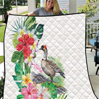 Aloha Hawaii Nene Goose Quilt Tropical Flowers Watercolor Stylized - Polynesian Pride