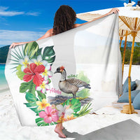 Aloha Hawaii Nene Goose Sarong Tropical Flowers Watercolor Stylized - Polynesian Pride