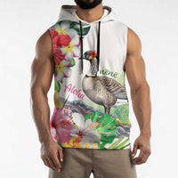 Aloha Hawaii Nene Goose Sleeveless Hoodie Tropical Flowers Watercolor Stylized LT14 - Polynesian Pride