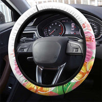 Aloha Hawaii Nene Goose Steering Wheel Cover Tropical Flowers Watercolor Stylized - Polynesian Pride