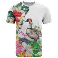 Aloha Hawaii Nene Goose T Shirt Tropical Flowers Watercolor Stylized - Polynesian Pride