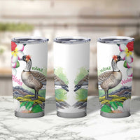 Aloha Hawaii Nene Goose Tumbler Cup Tropical Flowers Watercolor Stylized - Polynesian Pride