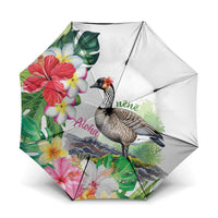 Aloha Hawaii Nene Goose Umbrella Tropical Flowers Watercolor Stylized - Polynesian Pride