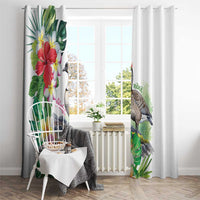 Aloha Hawaii Nene Goose Window Curtain Tropical Flowers Watercolor Stylized - Polynesian Pride