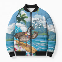 Aloha Hawaii Shaka Nene Goose Bomber Puffer Jacket Surfing Take It Easy LT14 Unisex Blue - Polynesian Pride