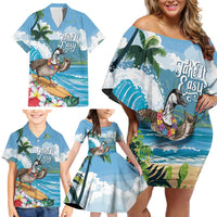 Aloha Hawaii Shaka Nene Goose Family Matching Off Shoulder Short Dress and Hawaiian Shirt Surfing Take It Easy - Polynesian Pride