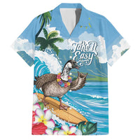 Aloha Hawaii Shaka Nene Goose Family Matching Puletasi and Hawaiian Shirt Surfing Take It Easy LT14 Dad's Shirt - Short Sleeve Blue - Polynesian Pride