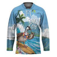 Aloha Hawaii Shaka Nene Goose Hockey Jersey Surfing Take It Easy LT14 Unisex Blue - Polynesian Pride