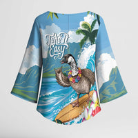 Aloha Hawaii Shaka Nene Goose Kimono Sleeve Blouse Surfing Take It Easy LT14 - Polynesian Pride