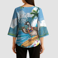 Aloha Hawaii Shaka Nene Goose Kimono Sleeve Blouse Surfing Take It Easy LT14 - Polynesian Pride