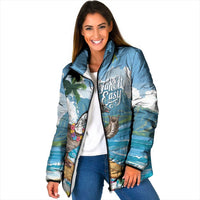 Aloha Hawaii Shaka Nene Goose Padded Jacket Surfing Take It Easy LT14 Women Blue - Polynesian Pride