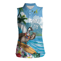 Aloha Hawaii Shaka Nene Goose Women Sleeveless Polo Shirt Surfing Take It Easy LT14 Female Blue - Polynesian Pride